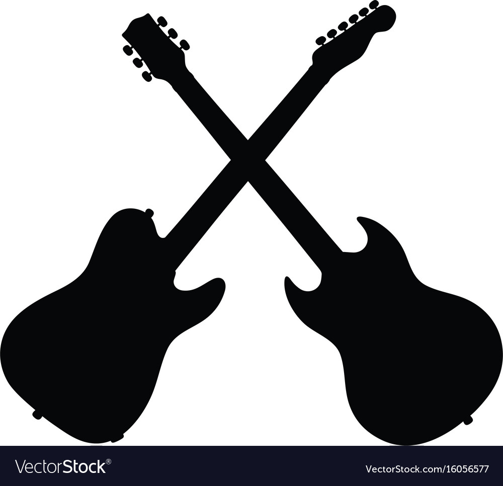 Black silhouettes of electric guitars