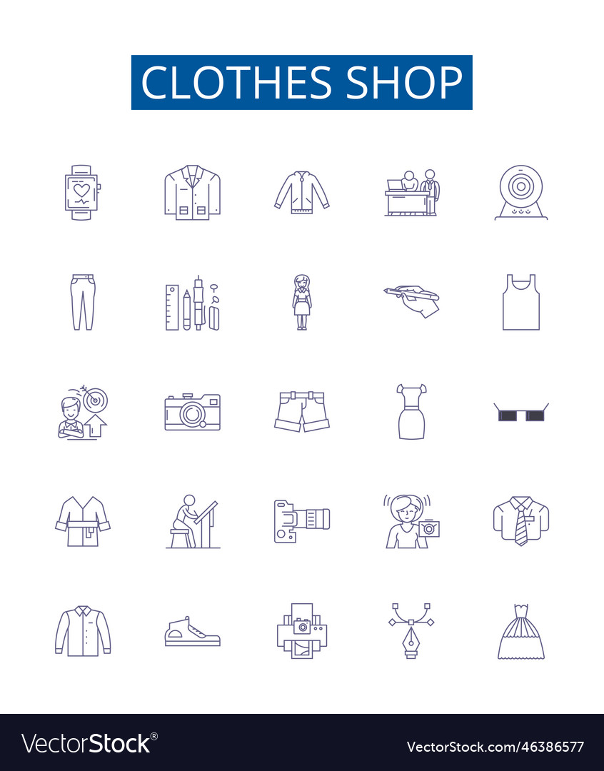 Kleidung Shop Linie Icons Zeichen Set Design