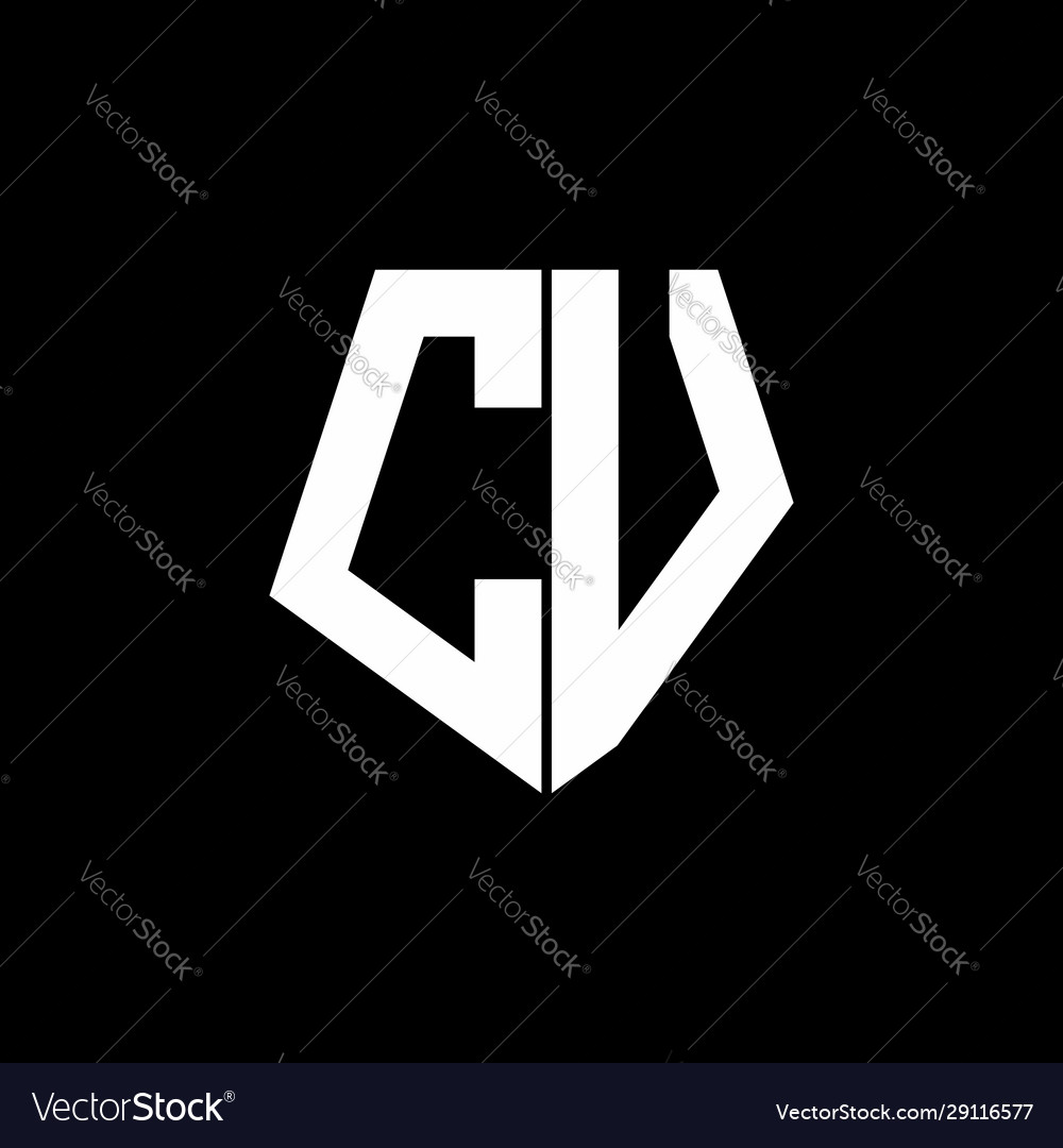 Cv logo monogram with pentagon shape style design