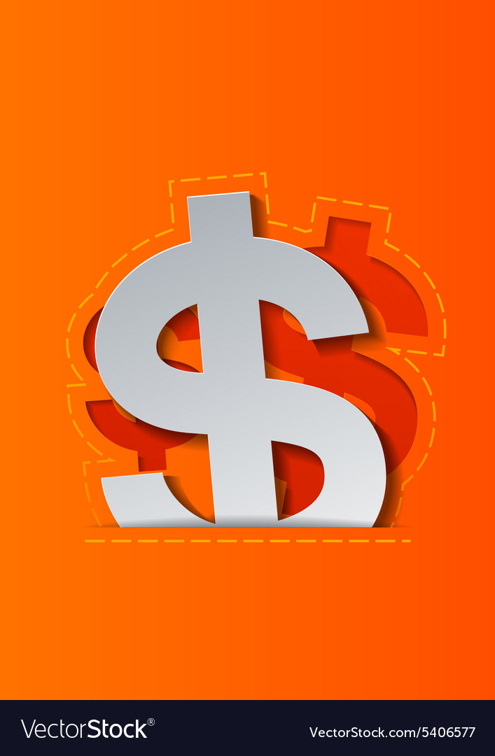 Dollar signs on orange background Royalty Free Vector Image