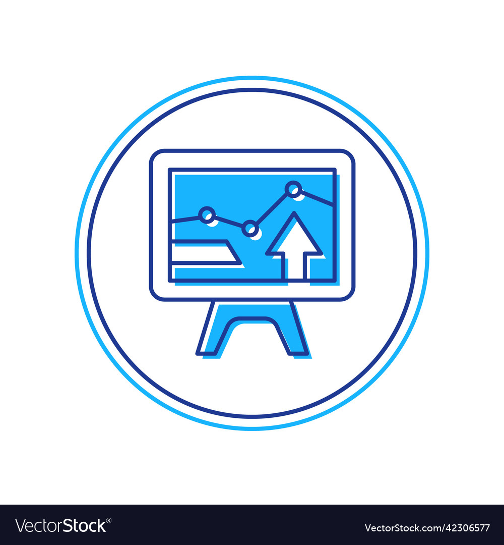 Filled outline computer monitor with graph chart