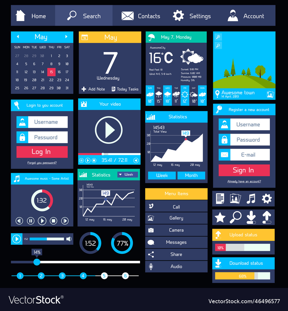 Flat user interface template