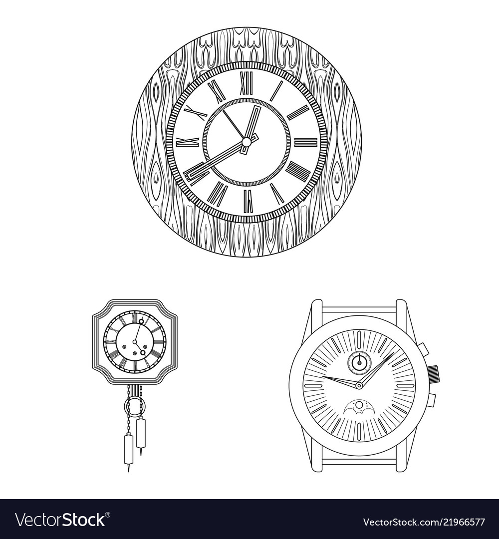 Isolated object of clock and time logo set vector image Isolated object of clock and time logo set