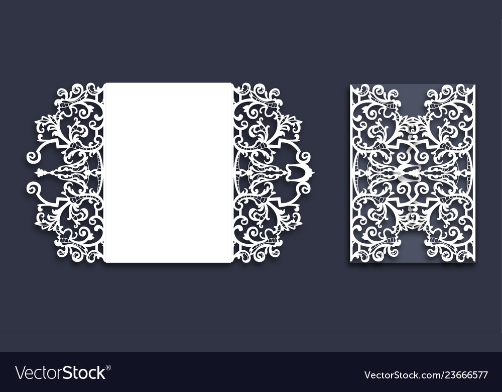 Download Laser cut wedding invitation template Royalty Free Vector