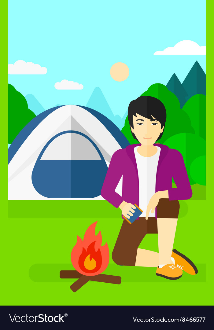 Man kindling fire Royalty Free Vector Image - VectorStock