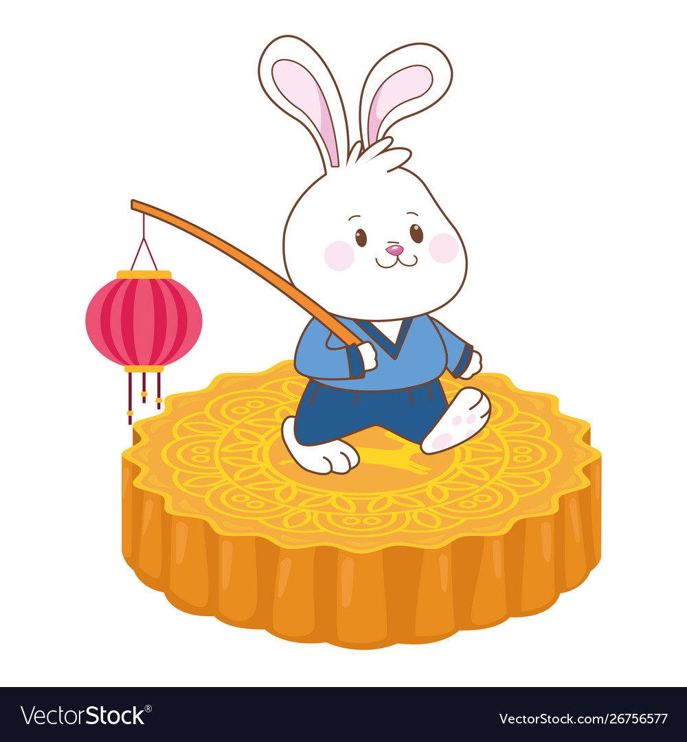 Mid autumn rabbit on mooncake Royalty Free Vector Image