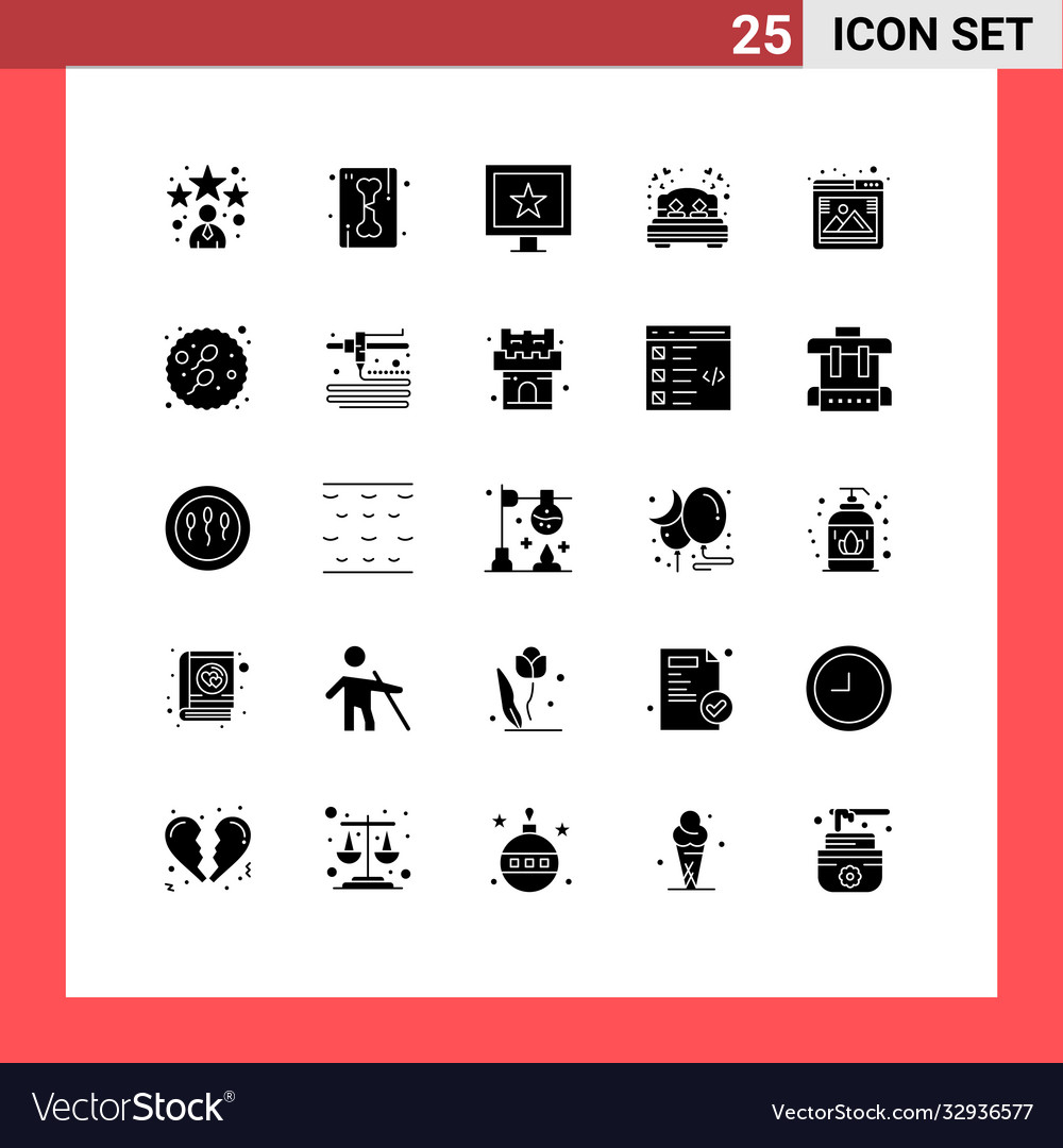 Mobile interface solid glyph set 25 pictograms