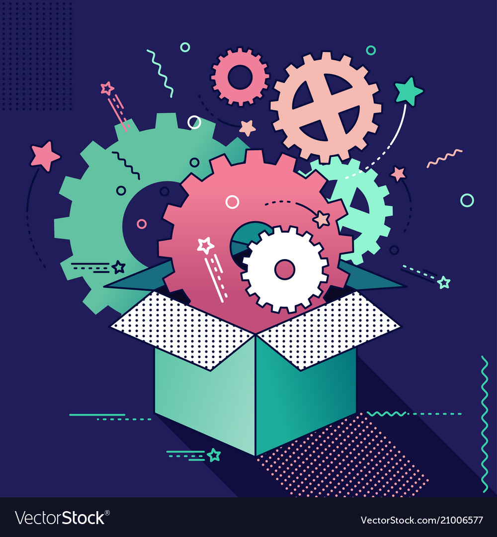 Outside the box innovation concept vector image Outside the box innovation concept