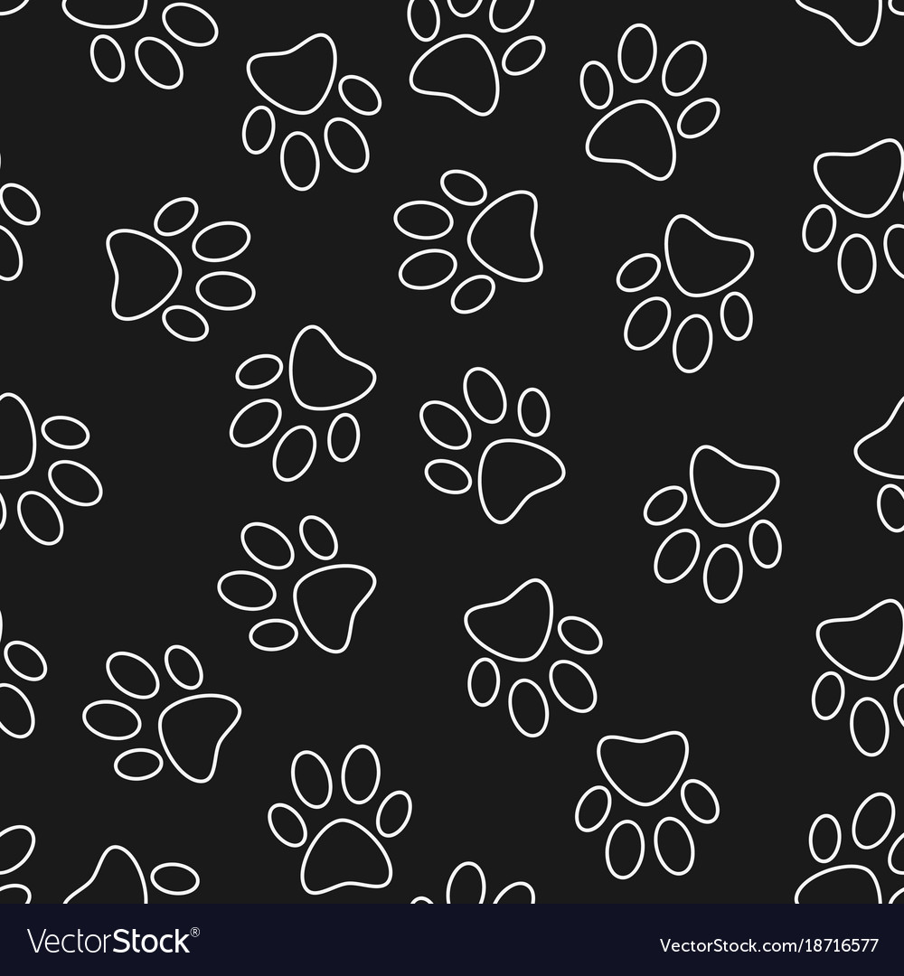 Paw Print Seamless Pattern Dark