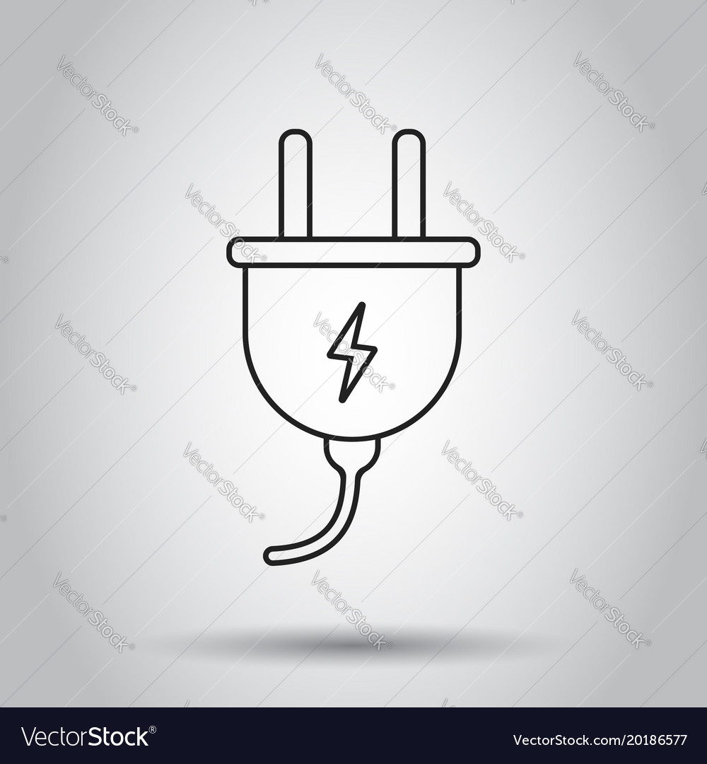 Plug socket icon in line style on isolated