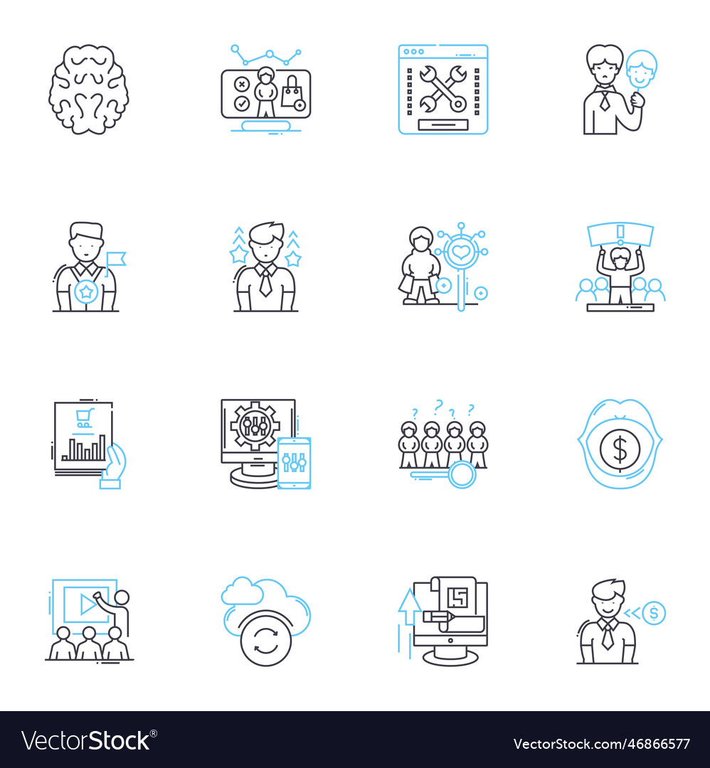 Revenue generation linear icons set sales Vector Image Revenue generation linear icons set sales