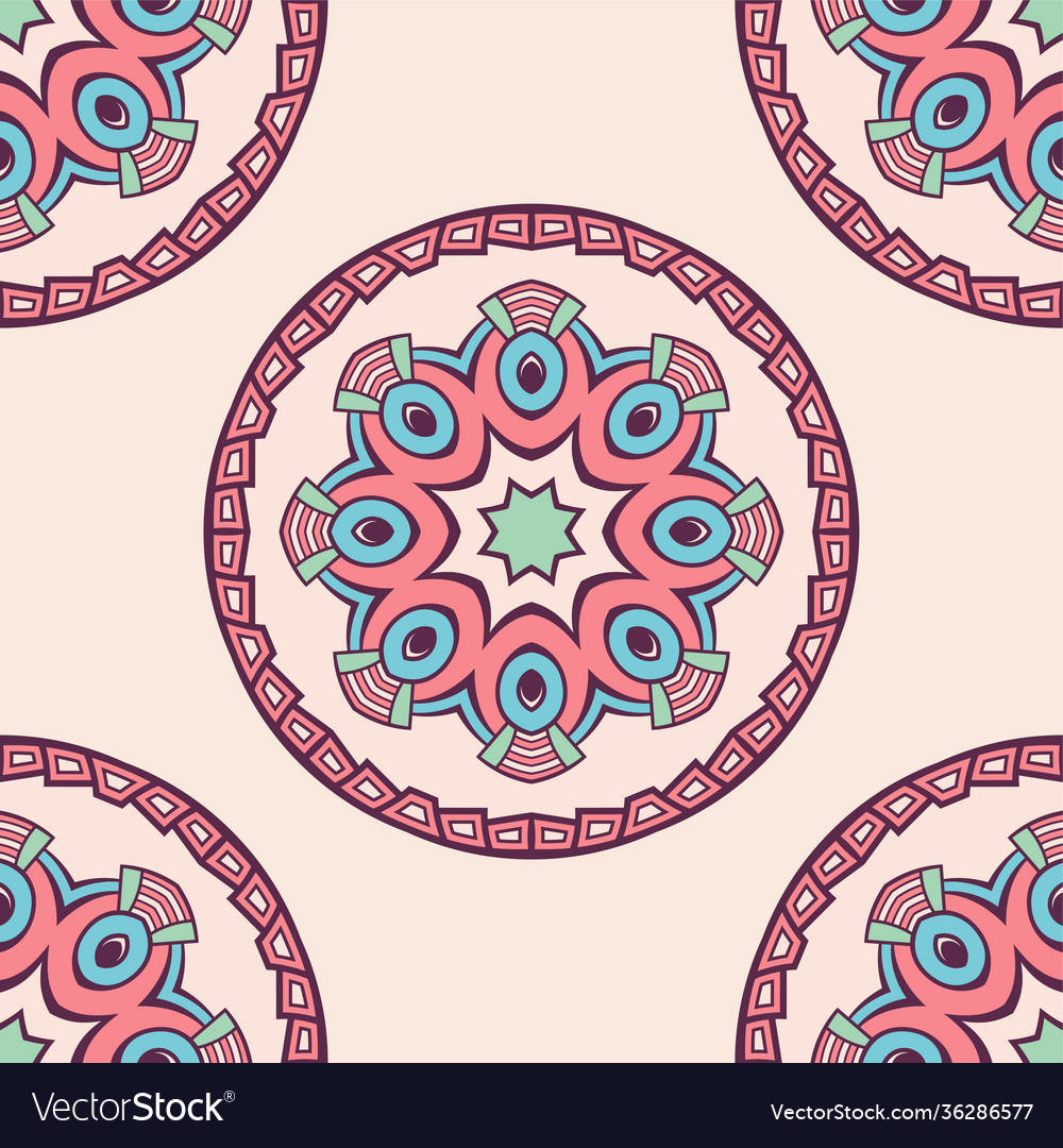 Seamless color pattern with mandala abstract vector image Seamless color pattern with mandala abstract