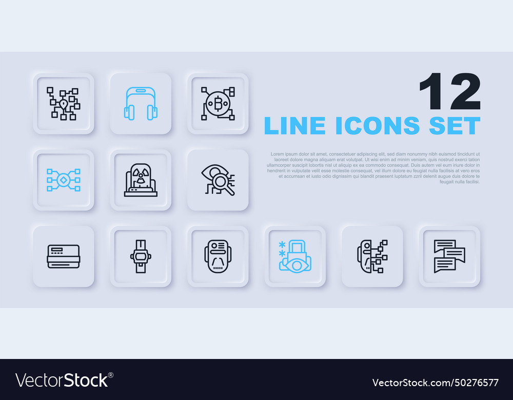 Set line humanoid robot speech bubble chat vector image Set line humanoid robot speech bubble chat