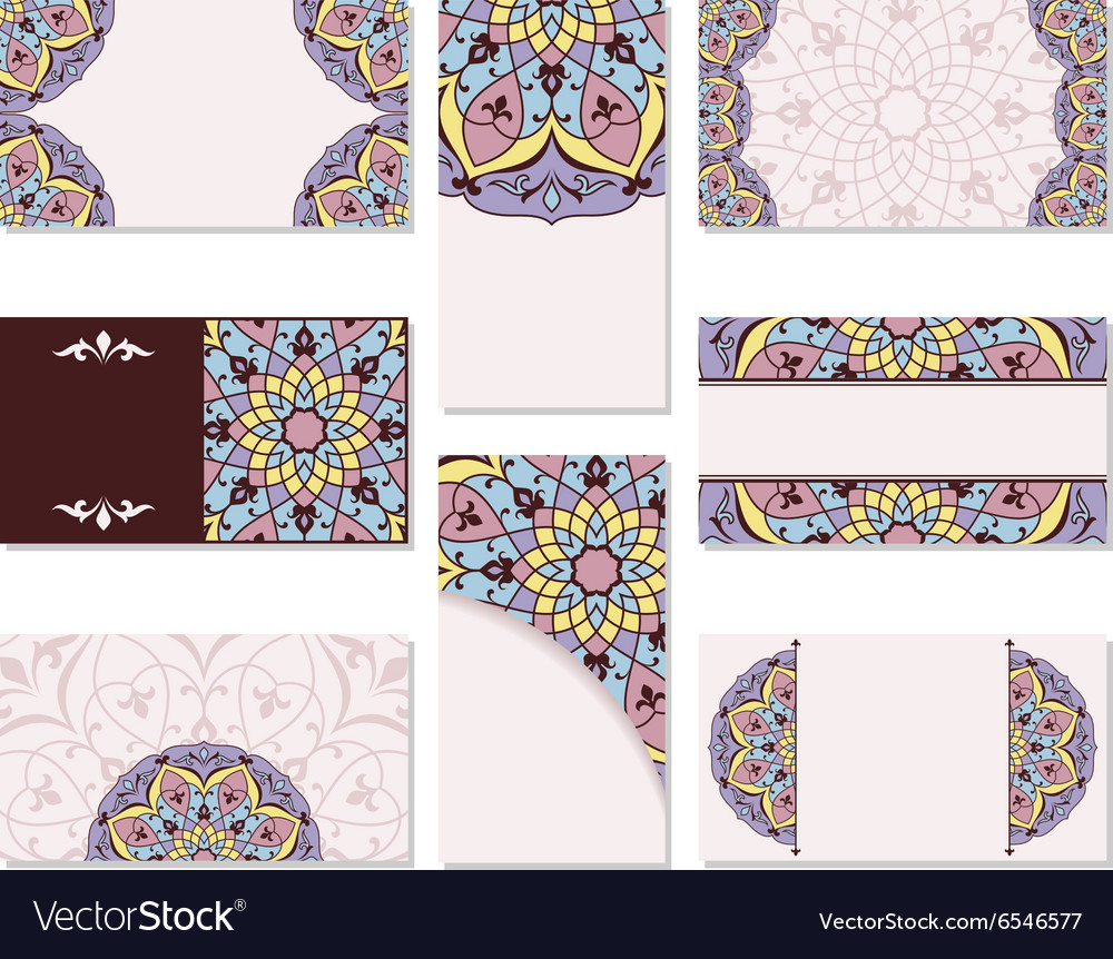 Set of ornamental business cards