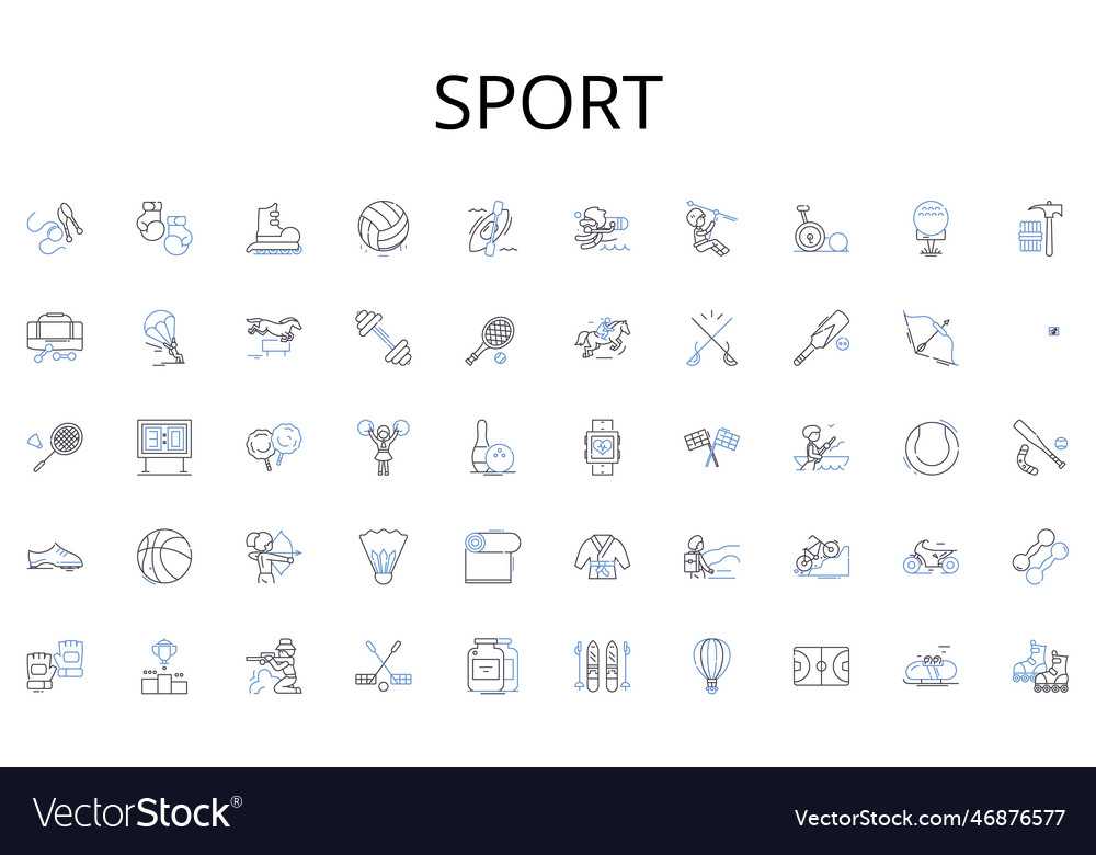 Sport line icons collection journalism headlines