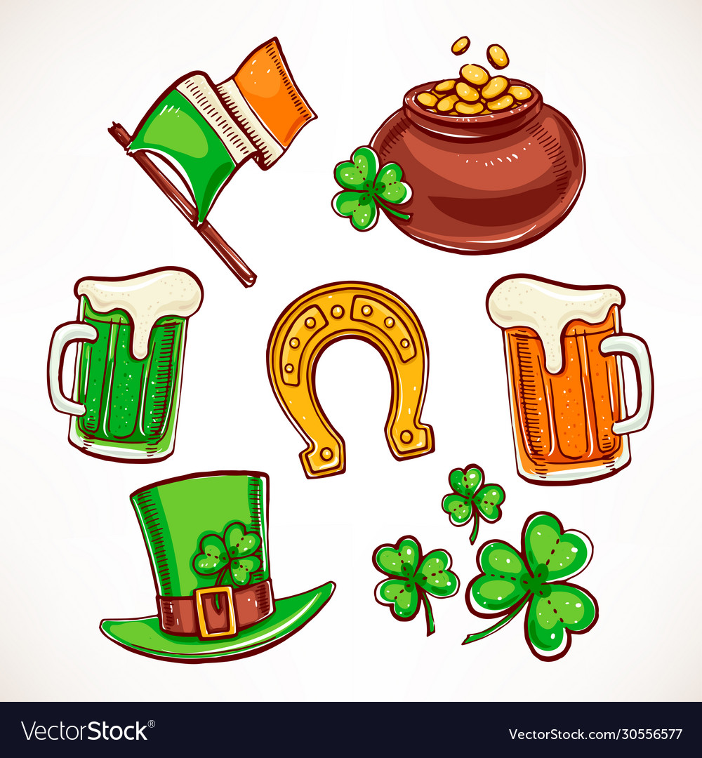 St. Patrick's Day Icon Set - Green & Gold