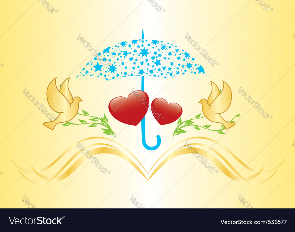 Two hearts under umbrella