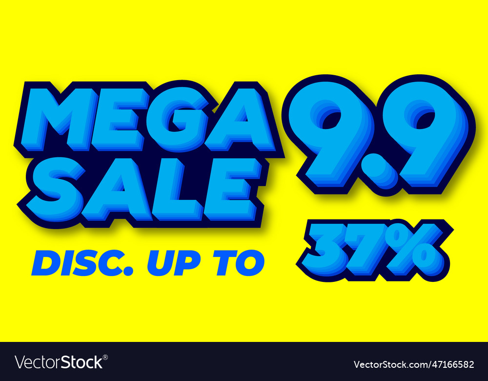 37 percent mega sale 99 celebration discount 3d Vector Image