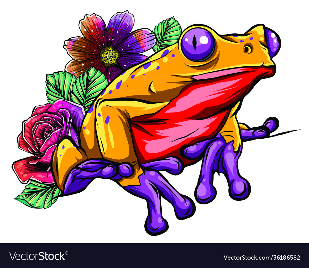 A Cartoon Frog Mascot Character Pointing Vector Image