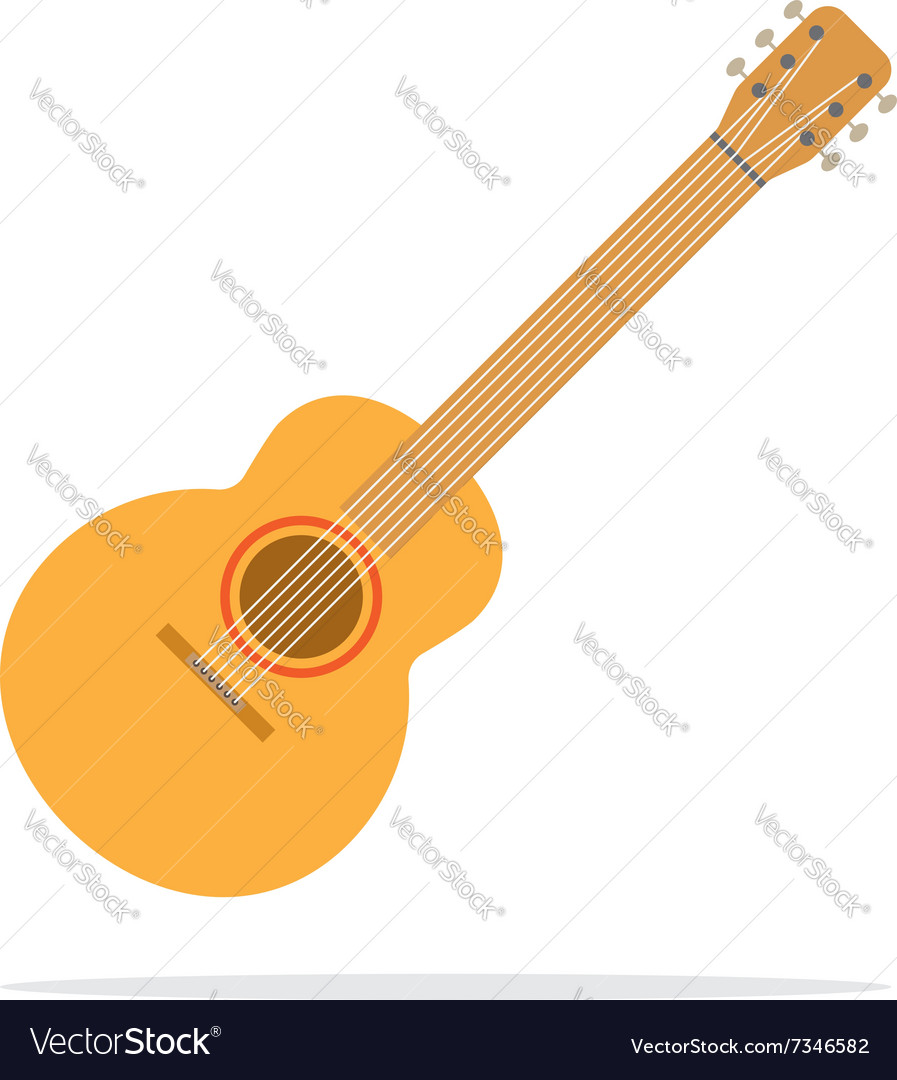 Acoustic guitar icon flat style