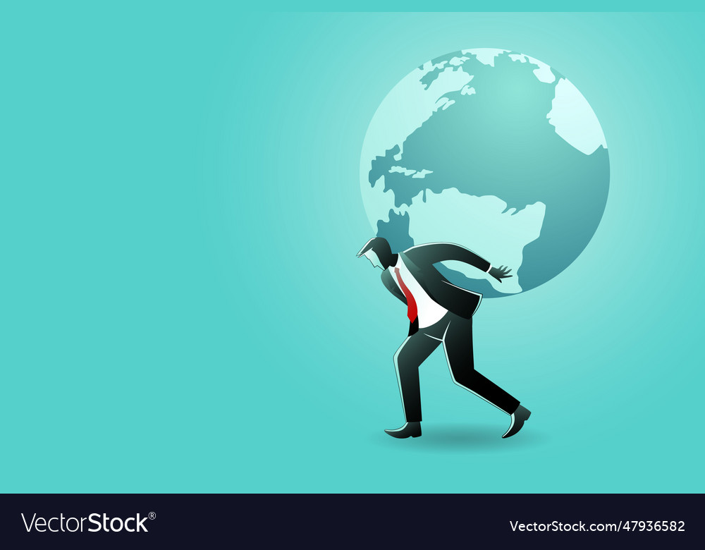 Business concept businessman carrying globe Vector Image