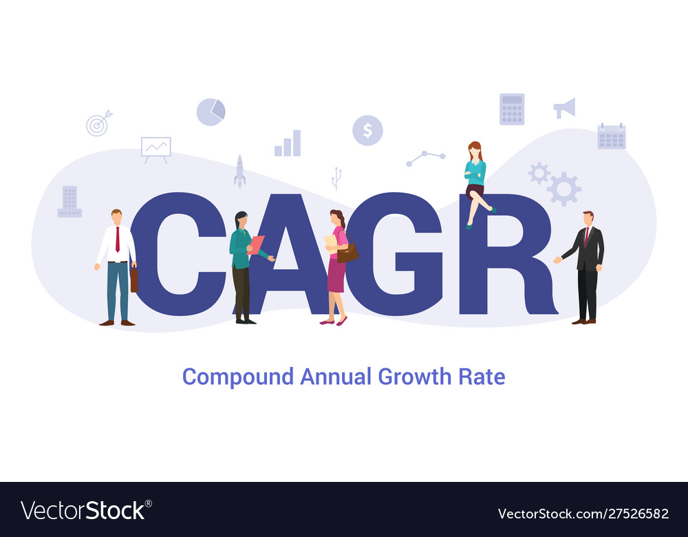Cagr compound annual growth rate concept with big vector image Cagr compound annual growth rate concept with big