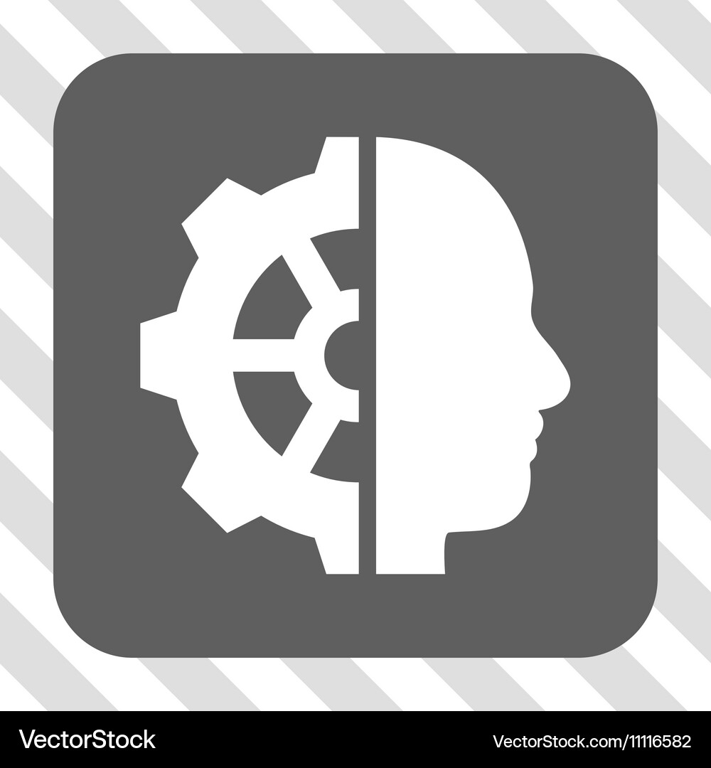 Cyborg gear rounded square button Royalty Free Vector Image