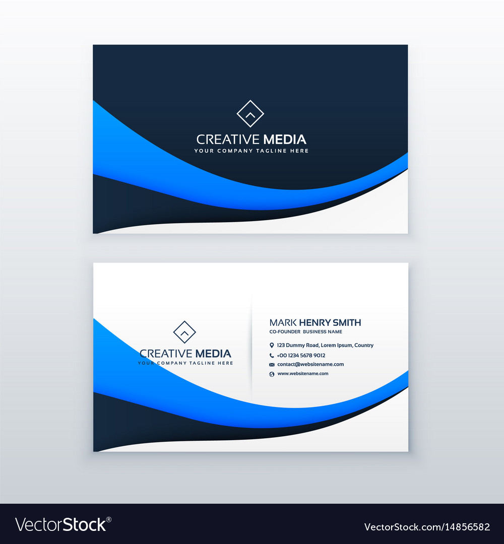 Elegant blue wave business card design Royalty Free Vector With Free Complimentary Card Templates