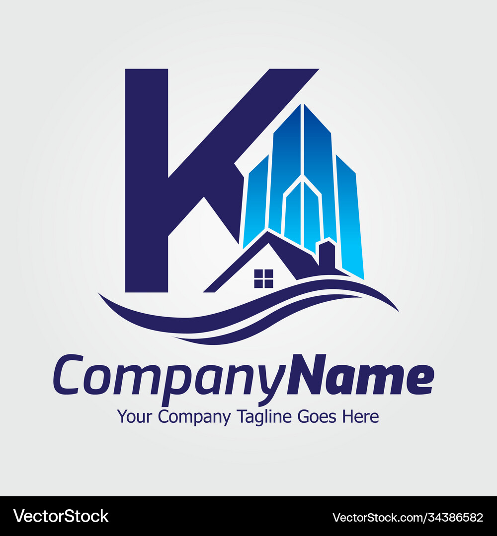 Letter k real estate logo template Royalty Free Vector Image