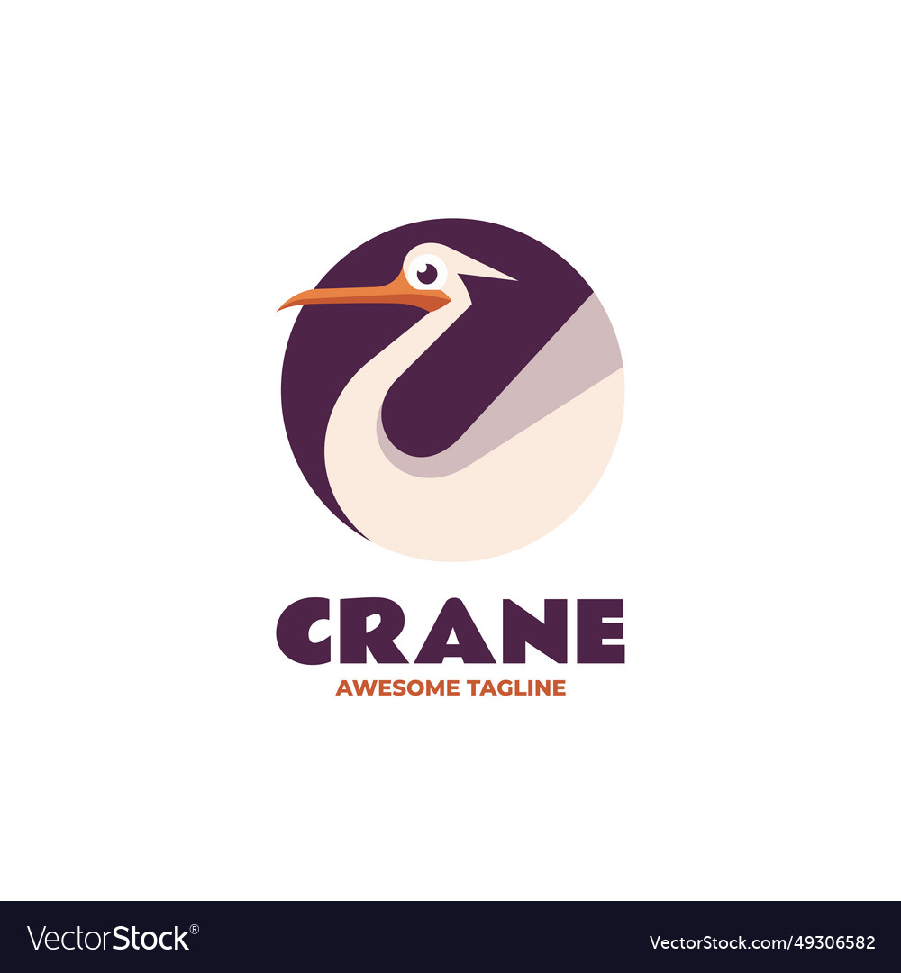 Logo crane bird simple mascot style Royalty Free Vector