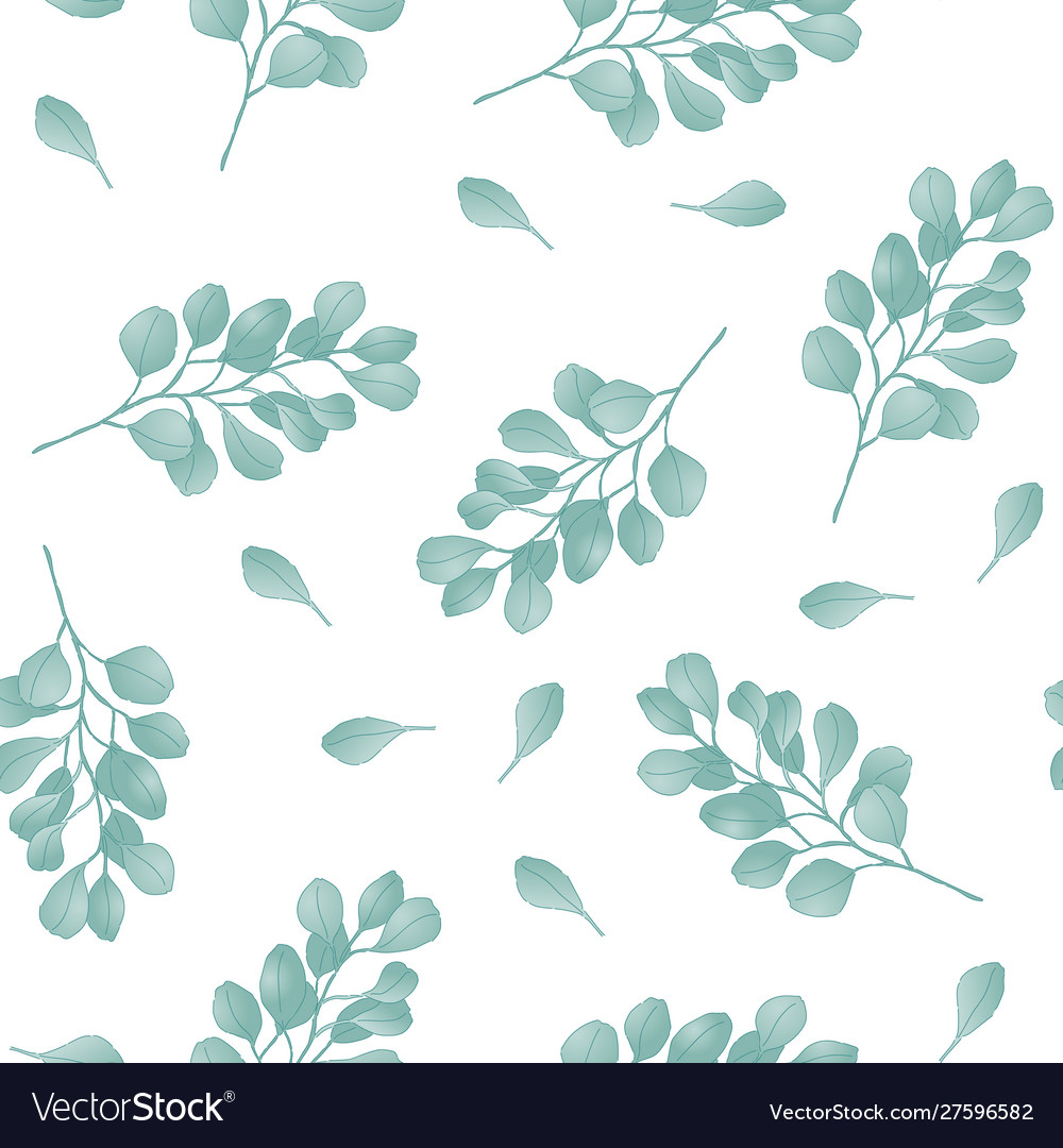 Seamless pattern wit floral eucalyptus