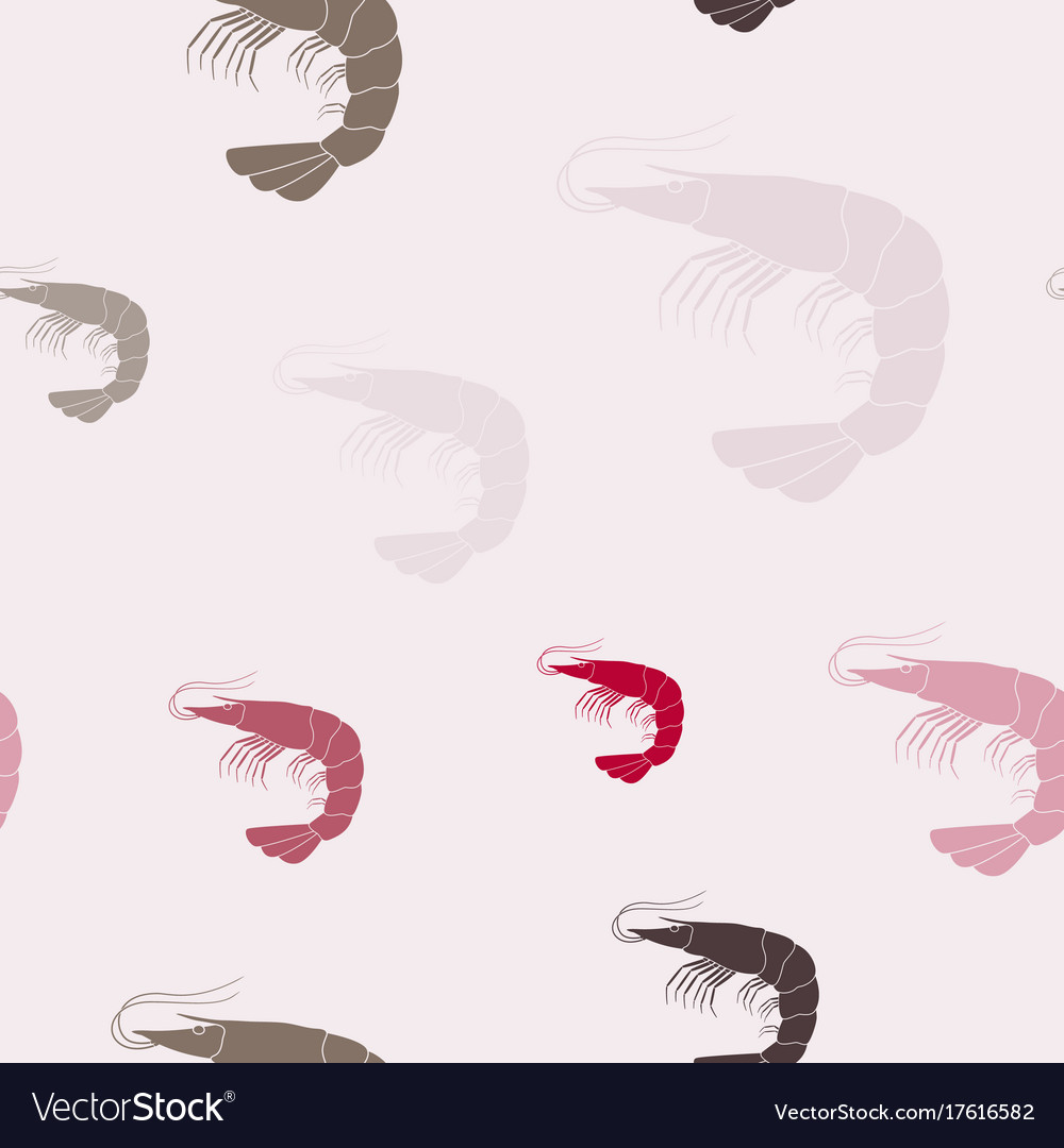 Seamless pattern with prawns