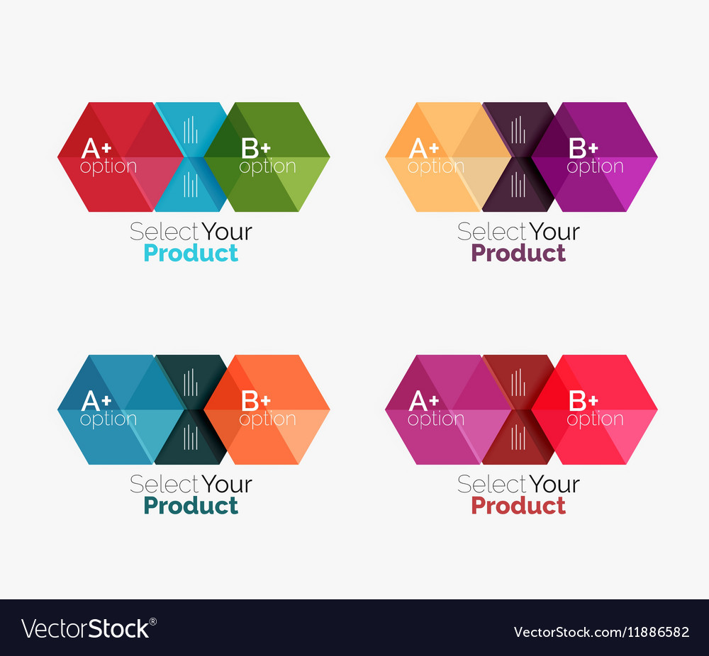 Set abstract geometric hexagon design