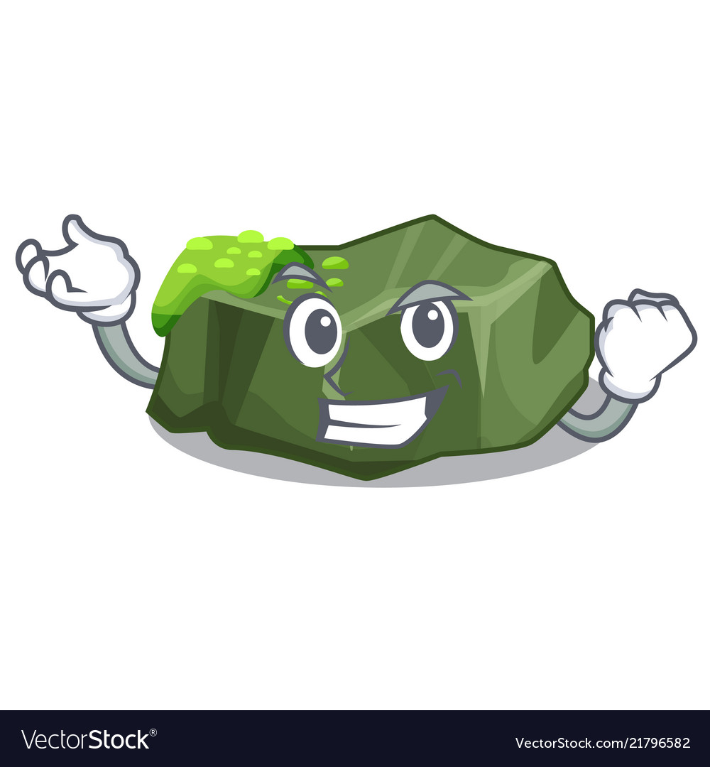 Successful Cartoon Moss Grow On Sea Rock Vector Image