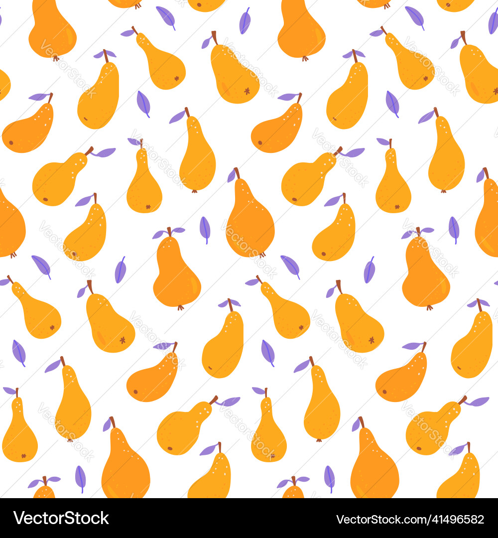 Sweet yellow pears seamless pattern background Vector Image