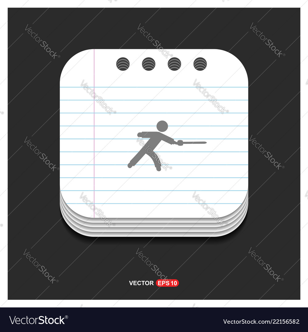 Swordman icon gray on notepad style template