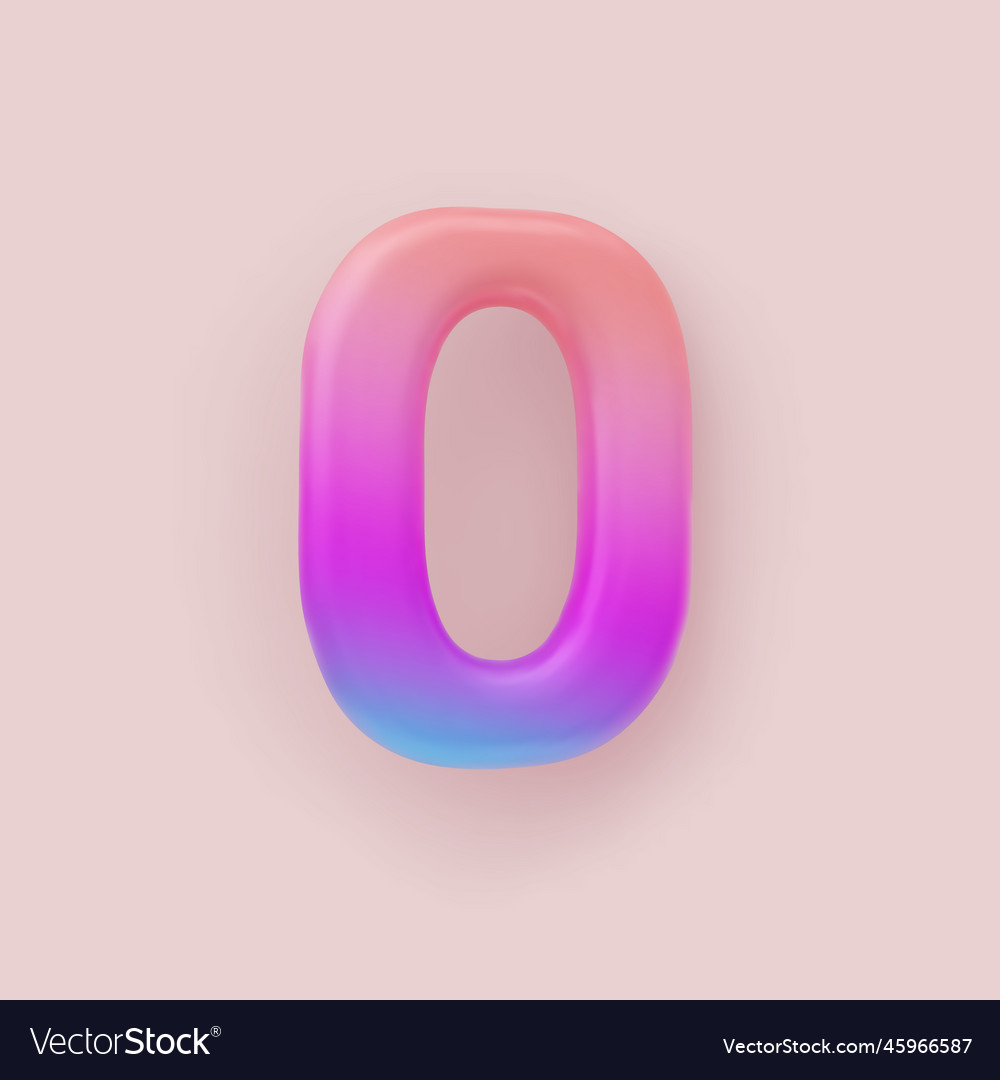 3d colorful gradient number null on a light Vector Image 3d colorful gradient number null on a light