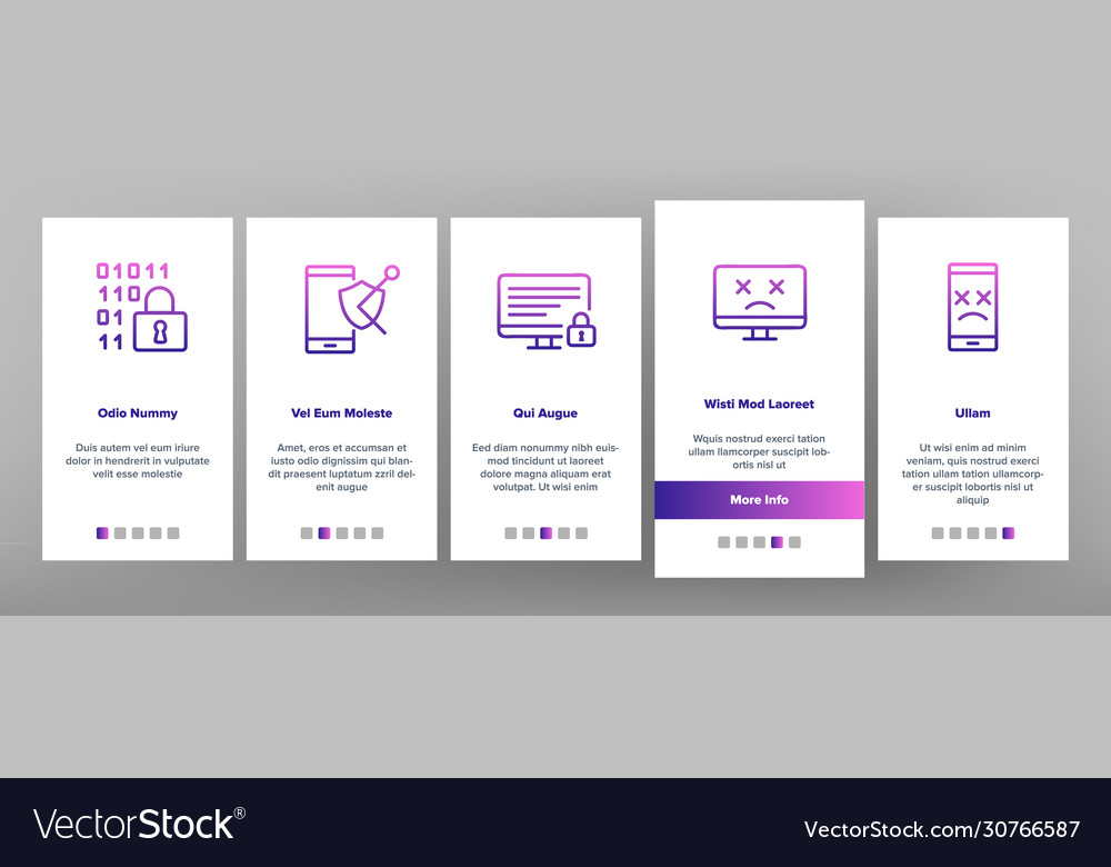 Antivirus program onboarding icons set vector image Antivirus program onboarding icons set
