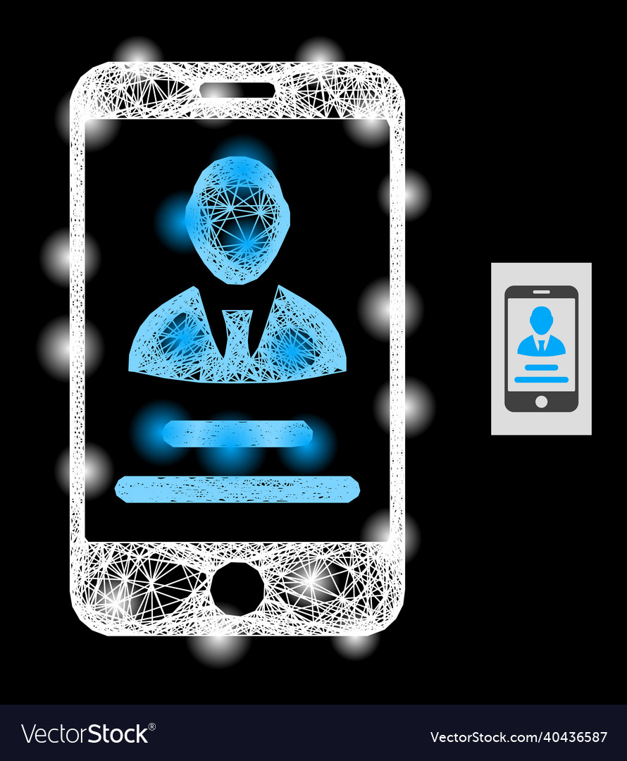Bright net mesh mobile user info with light spots vector image Bright net mesh mobile user info with light spots