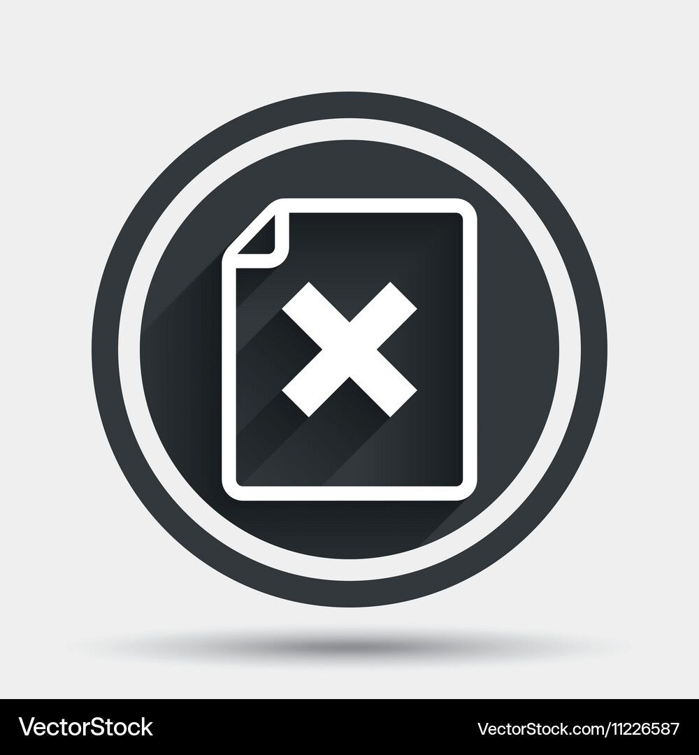 File document stop icon delete doc button Vector Image