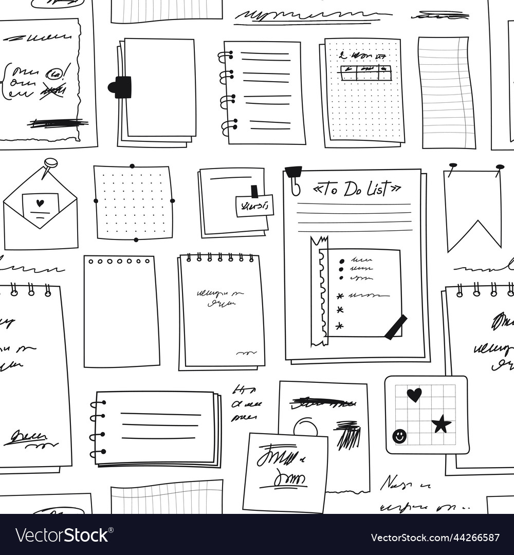 Hand Drawn Paper Notes Pattern