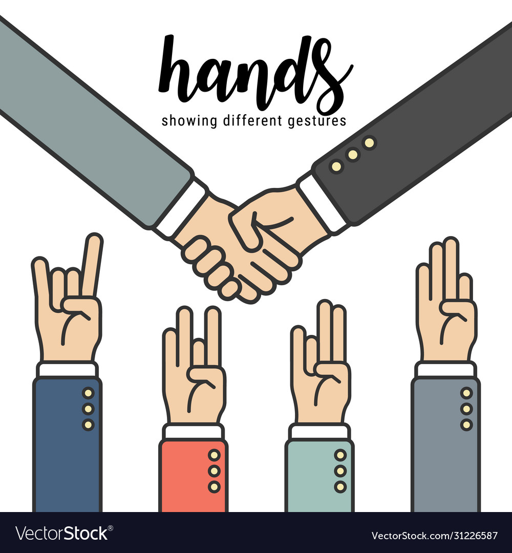 Hands showing different gestures for designer vector image Hands showing different gestures for designer