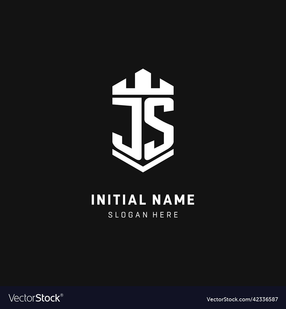Js monogram logo initial with crown and shield