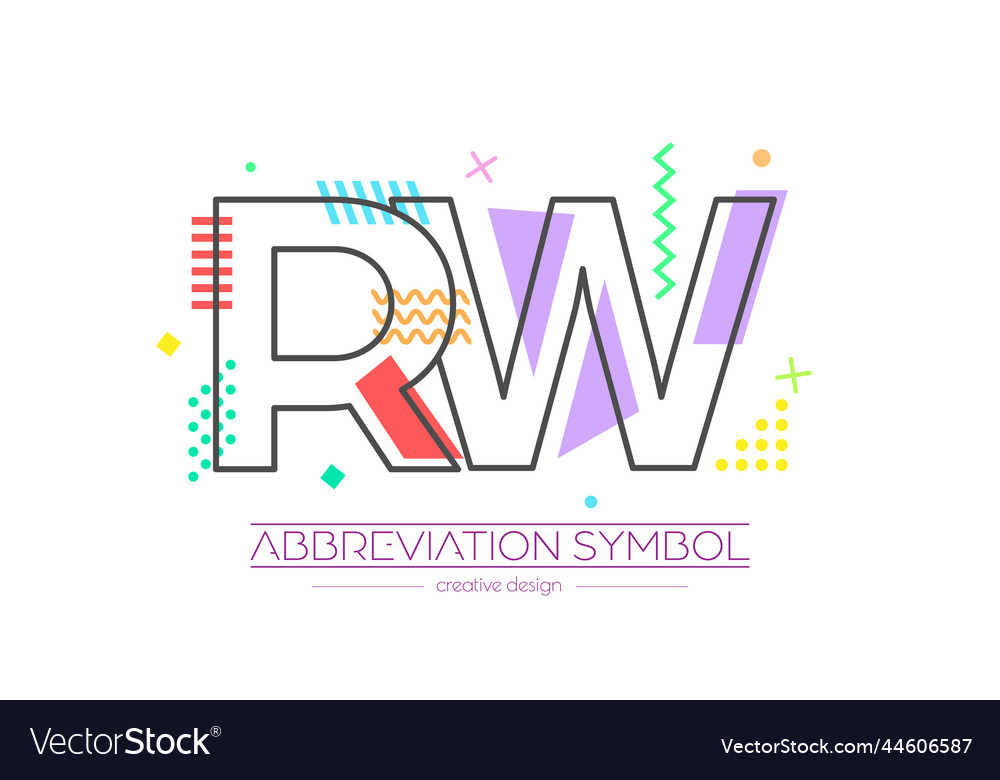 Letters r and w merging of two initials vector image Letters r and w merging of two initials