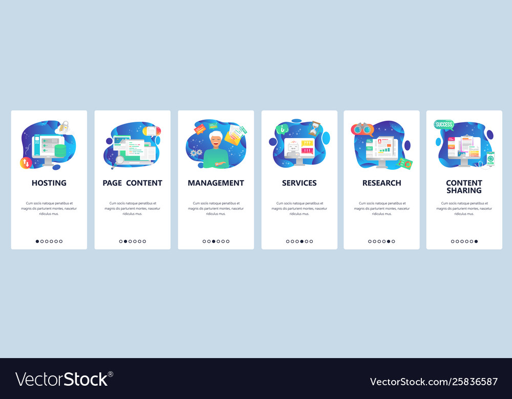 Mobile app onboarding screens hosting technology