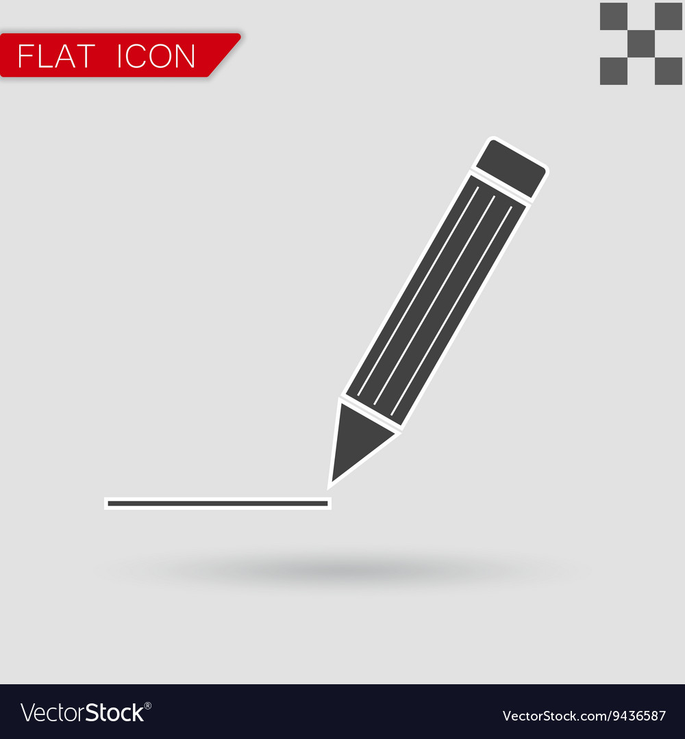 Pen icon flat style with red