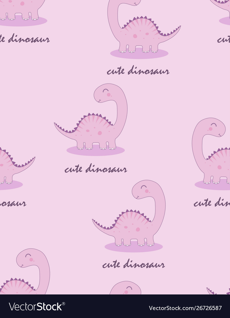 Seamless pattern with cute dino
