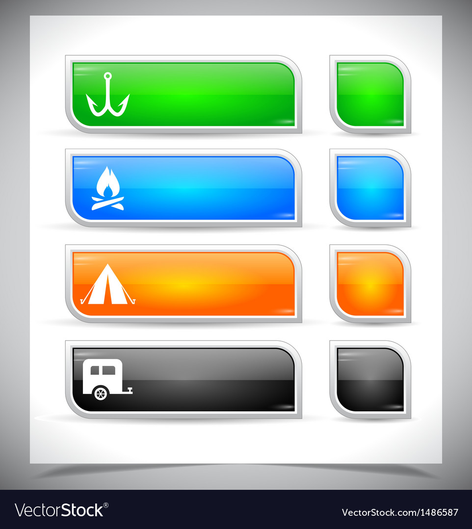 Set of color plastic buttons for web