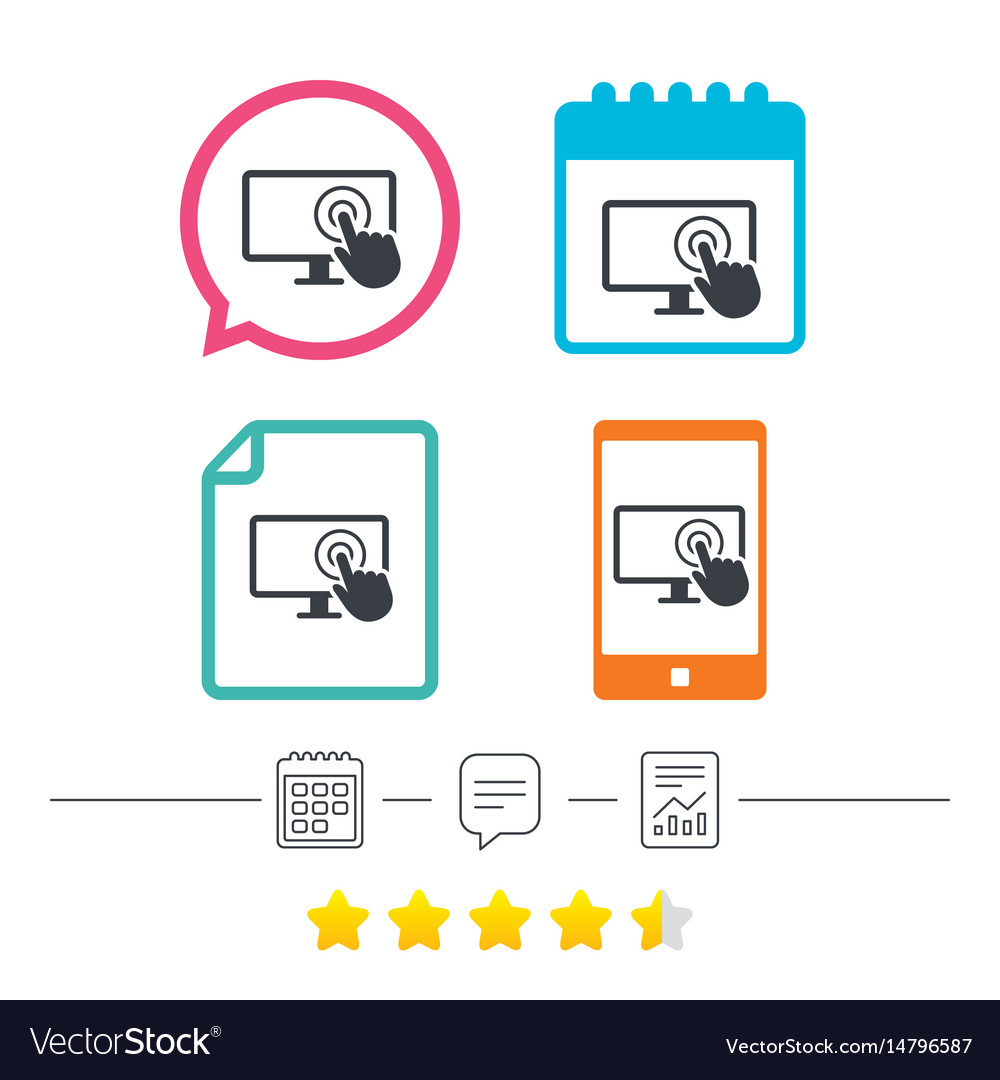 Touch screen monitor sign icon hand pointer