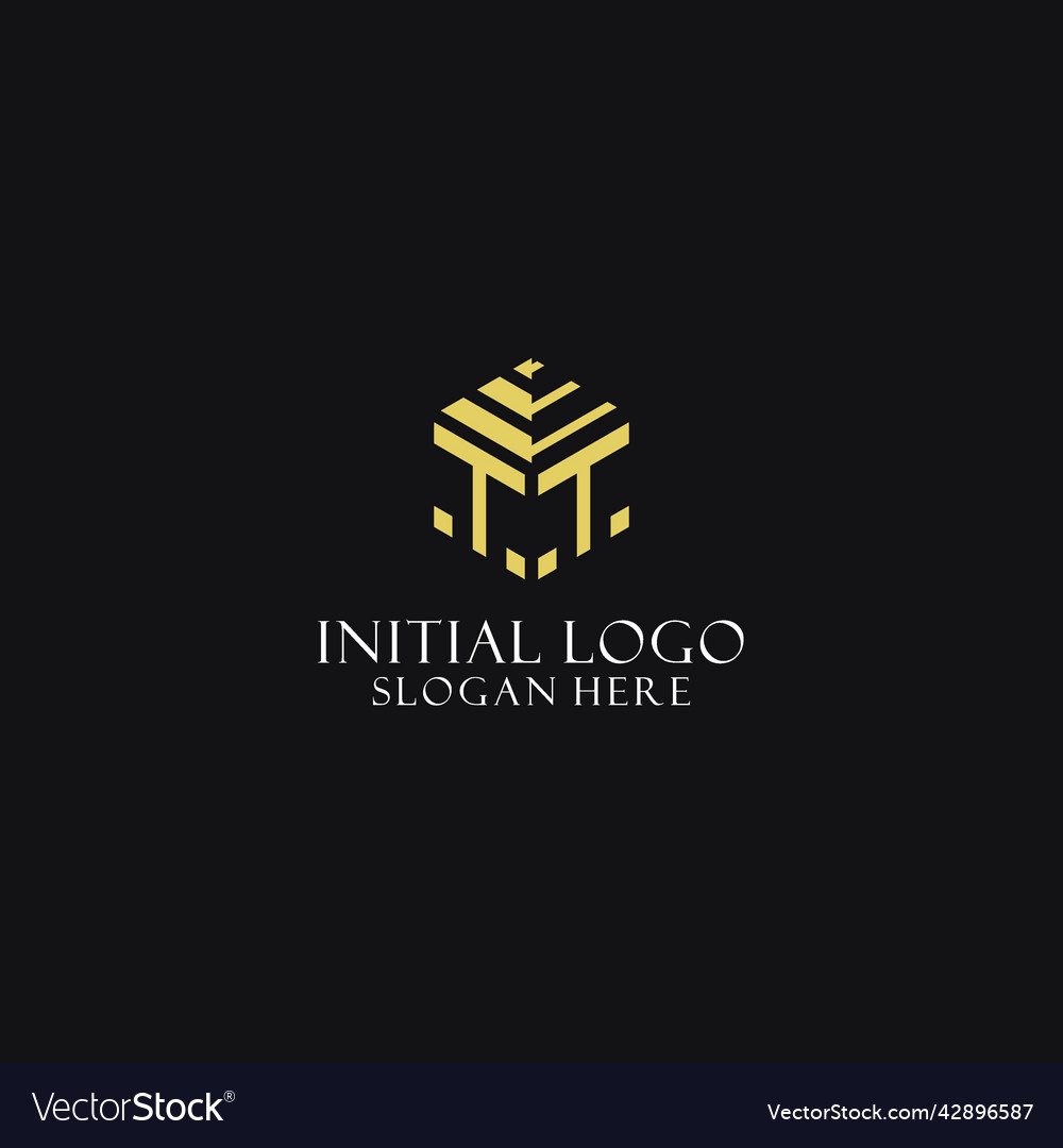 Tt initial monogram with hexagon shape logo Vector Image Tt initial monogram with hexagon shape logo